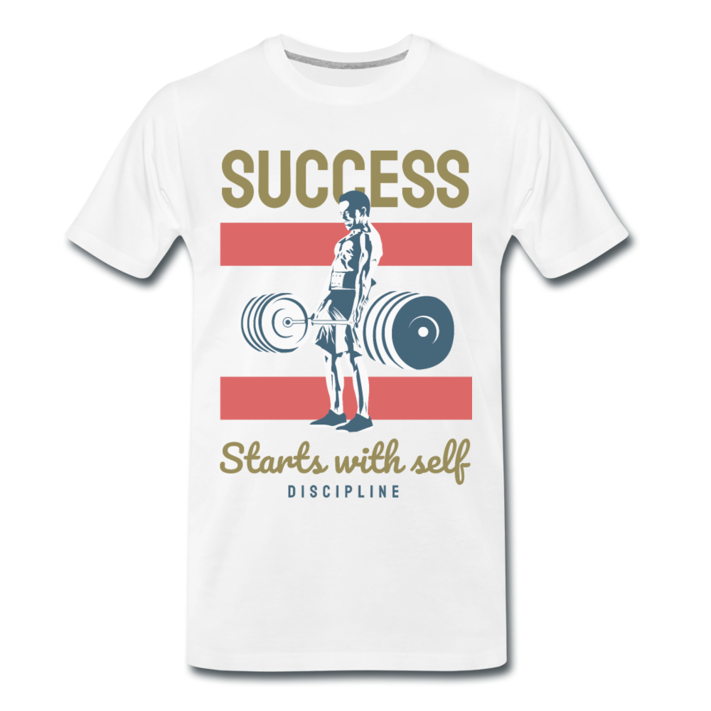 Männer T-Shirt "Success starts with self discipline" - Weiß
