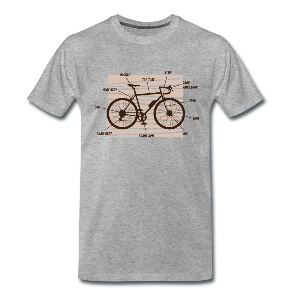 Männer T-Shirt "Fahrrad Beschriftung" - Grau meliert