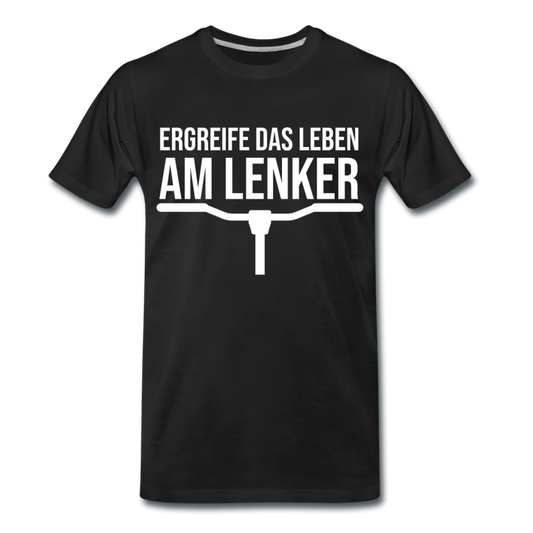 Männer T-Shirt "Ergreife das Leben am Lenker" - Schwarz