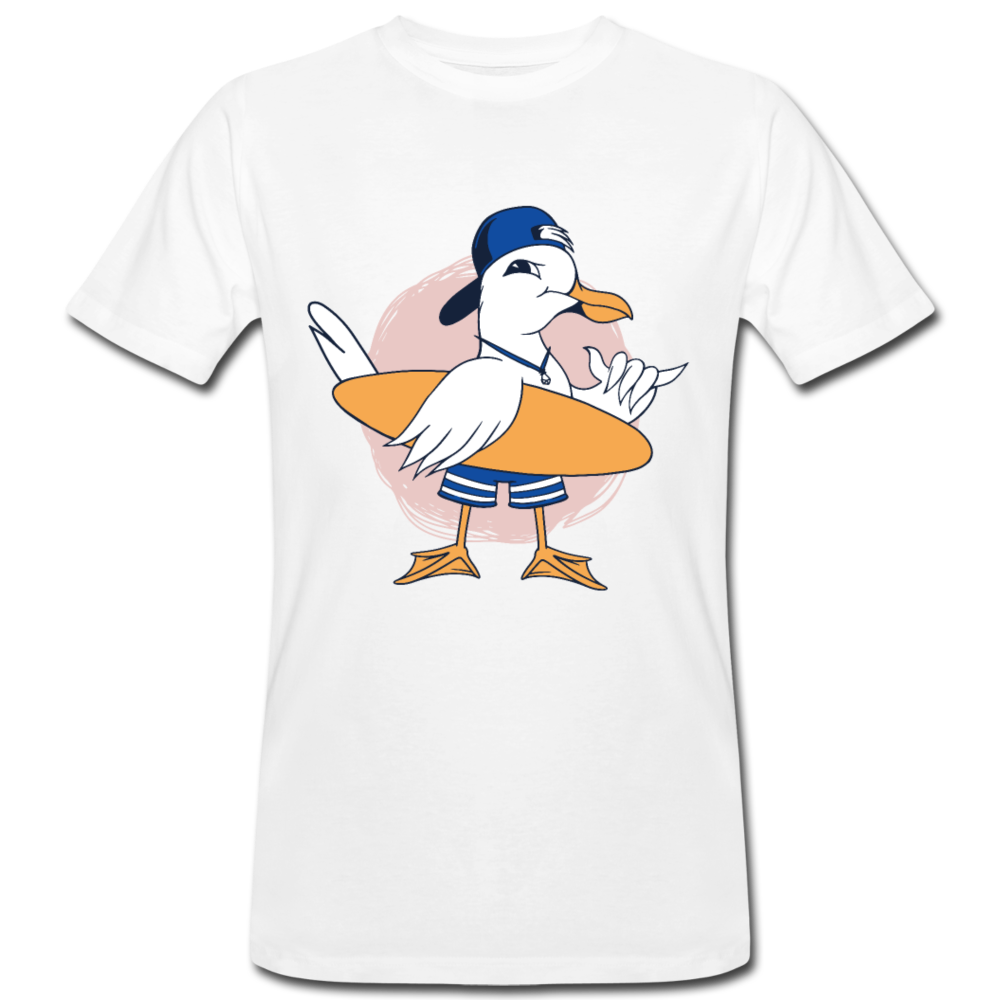 Männer Organic T-Shirt "Surfer-Möwe" - Weiß