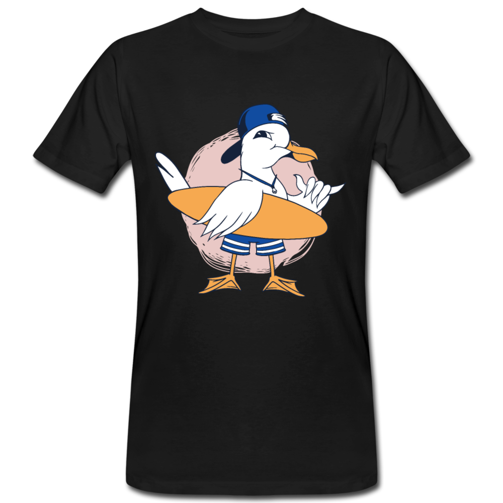 Männer Organic T-Shirt "Surfer-Möwe" - Schwarz