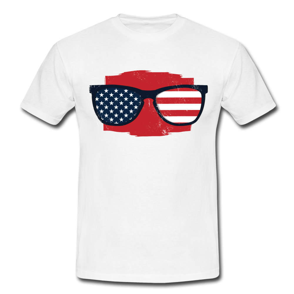 Männer T-Shirt "Amerikanische Brille" - Weiß