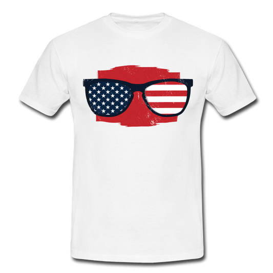 Männer T-Shirt "Amerikanische Brille" - Weiß