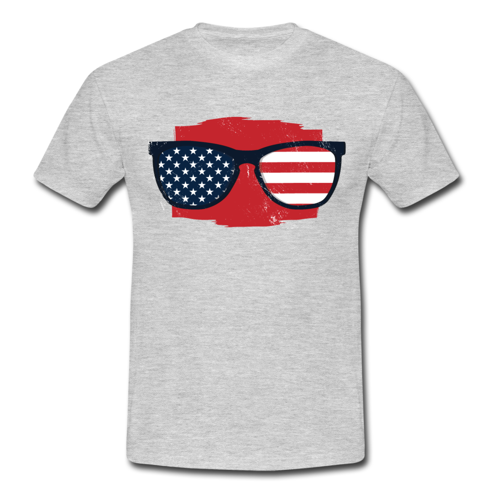 Männer T-Shirt "Amerikanische Brille" - Grau meliert