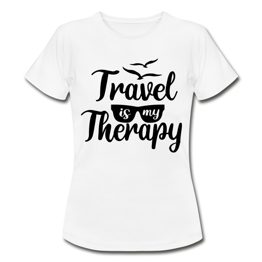 Frauen T-Shirt "Travel is my therapy" - Weiß