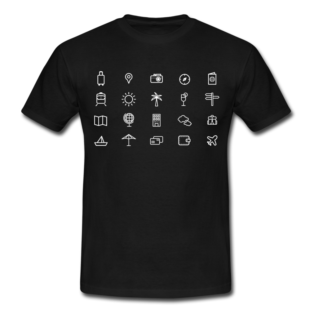 Männer T-Shirt "Reise Symbole" - Schwarz