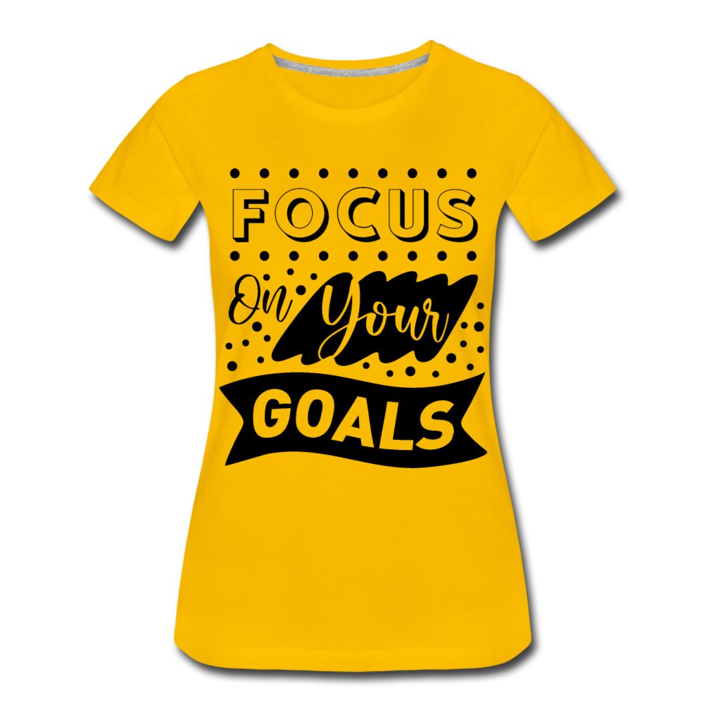 Frauen T-Shirt "Focus on your goals" - sun yellow