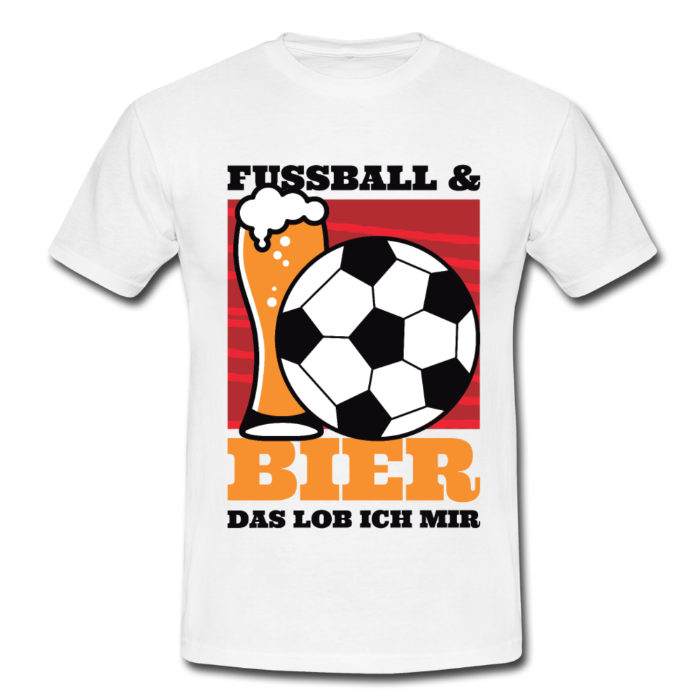 Männer T-Shirt "Fussball & Bier - das lob ich mir" - white