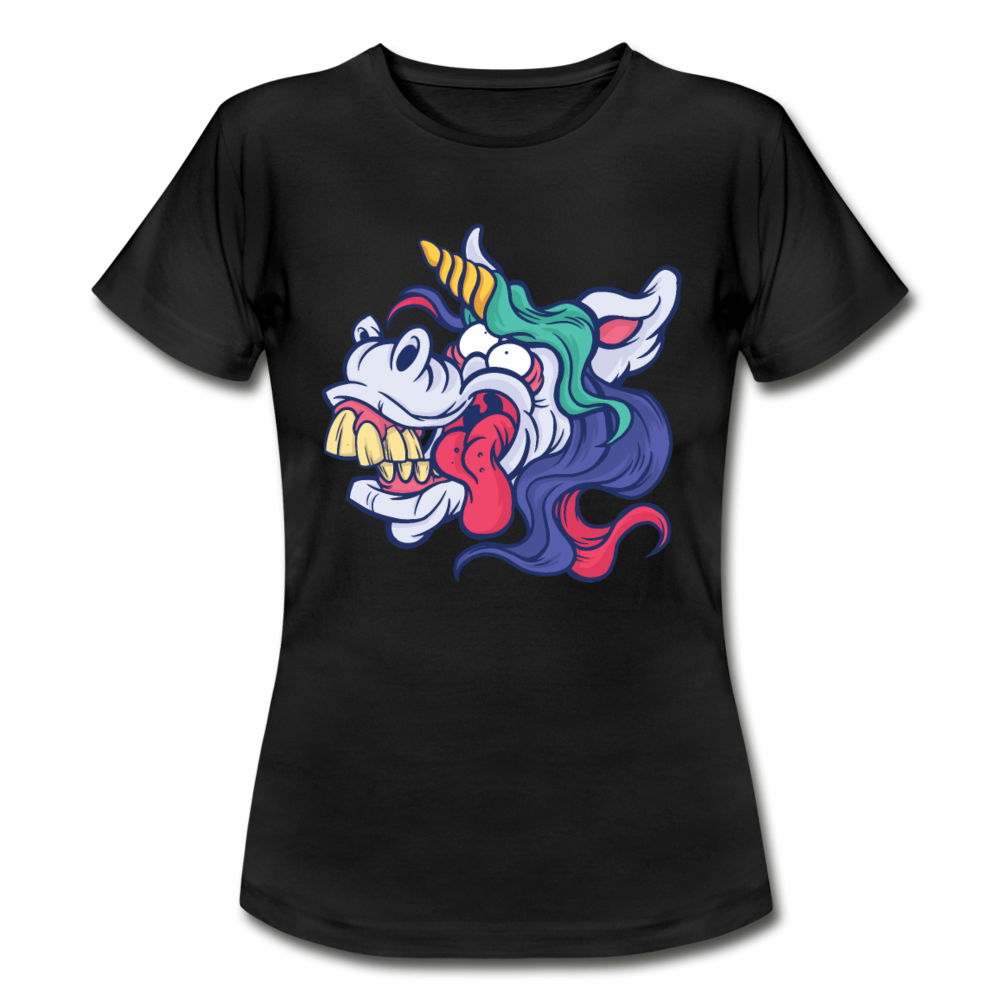 Frauen T-Shirt "Verrücktes Einhorn" - black