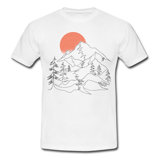 Männer T-Shirt "Berge mit Sonnenuntergang" - white