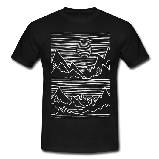 Männer T-Shirt "Linierte Berg-Landschaft" - black