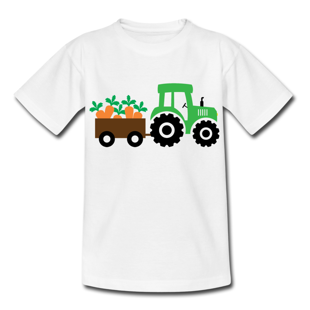 Kinder T-Shirt "Traktor fährt Karotten" - Weiß