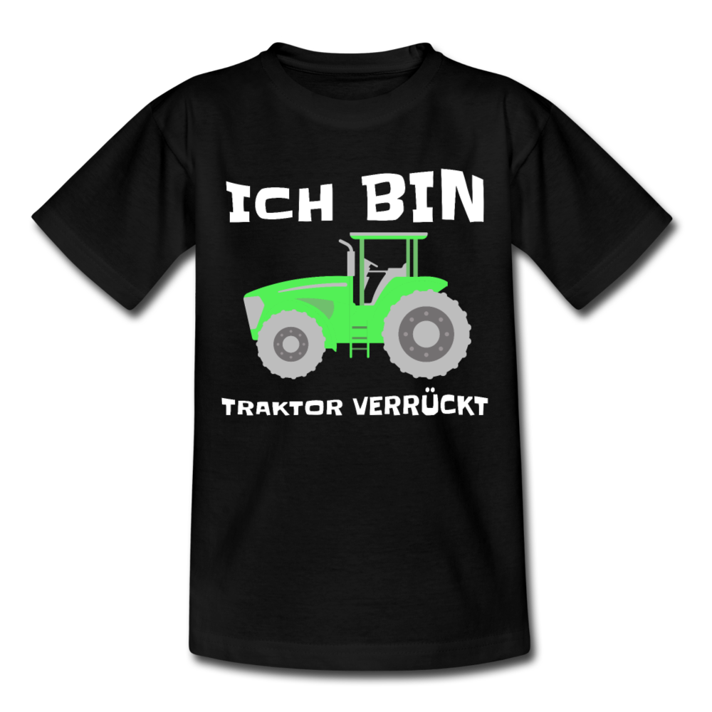 Kinder T-Shirt "Ich bin Traktor verrückt" - Schwarz