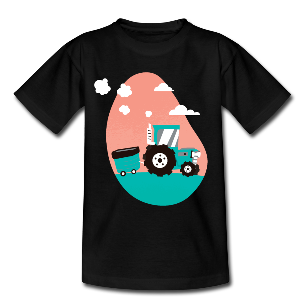 Kinder T-Shirt "Traktor auf der Farm" - Schwarz