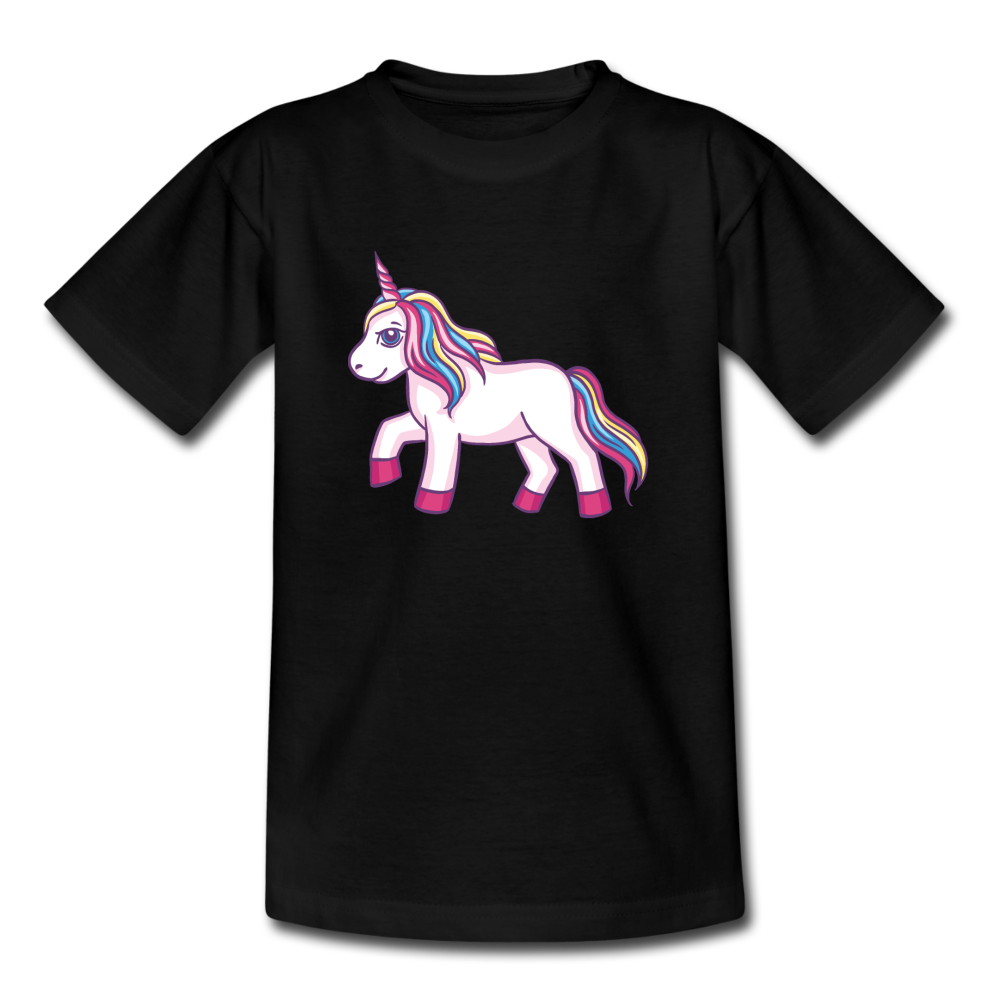 Kinder T-Shirt "Niedliches Einhorn" - Schwarz