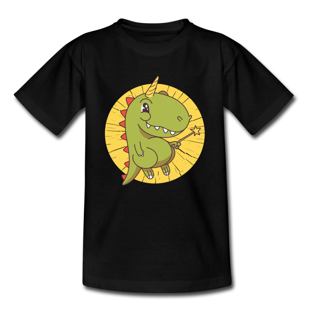 Kinder T-Shirt "Dinosaurier-Einhorn" - Schwarz