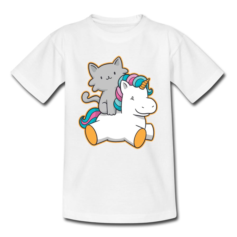 Kinder T-Shirt "Katze mit Einhorn" - Weiß