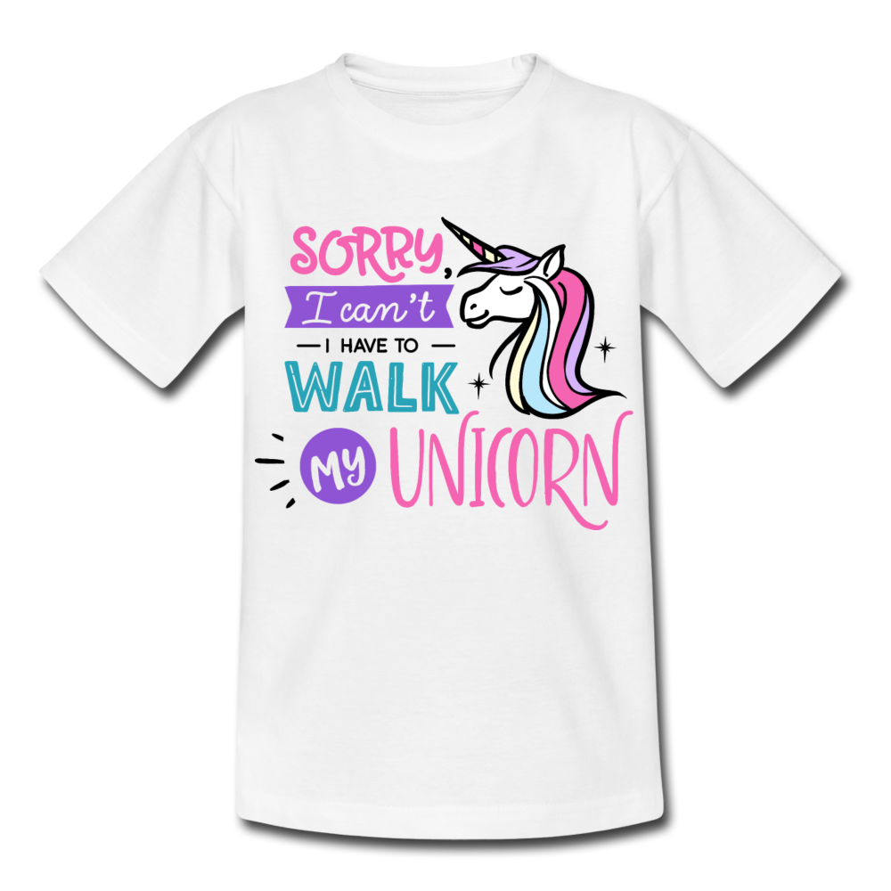 Kinder T-Shirt "I have to walk my unicorn" - Weiß