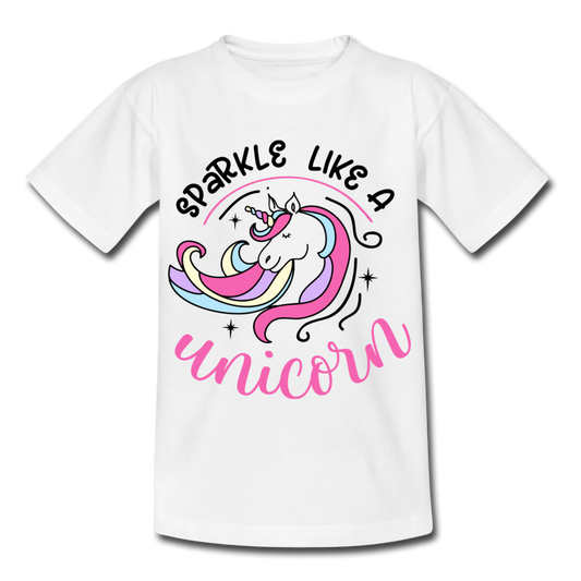 Kinder T-Shirt "Sparkle like a unicorn" - Weiß