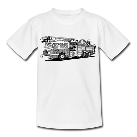 Kinder T-Shirt "Feuerwehrauto" - Weiß