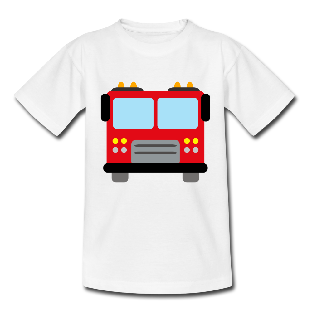 Kinder T-Shirt "Großes Feuerwehr-Auto" - Weiß