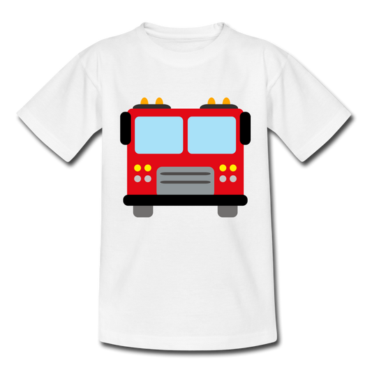 Kinder T-Shirt "Großes Feuerwehr-Auto" - Weiß