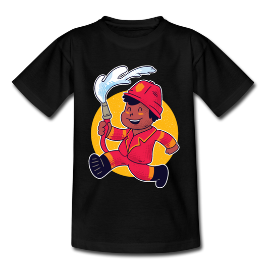 Kinder T-Shirt "Feuerwehr-Junge" - Schwarz