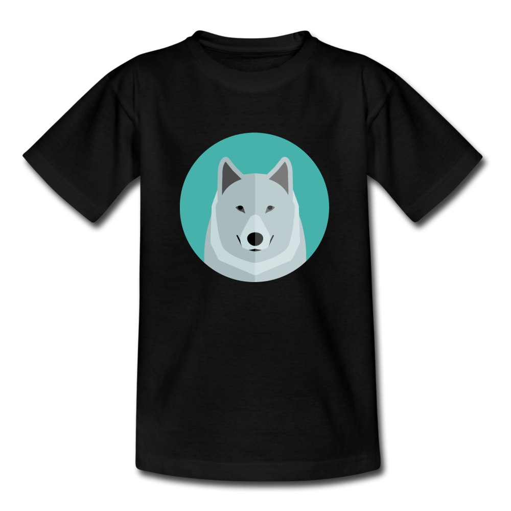 Kinder T-Shirt "Wolf im Kreis" - Schwarz