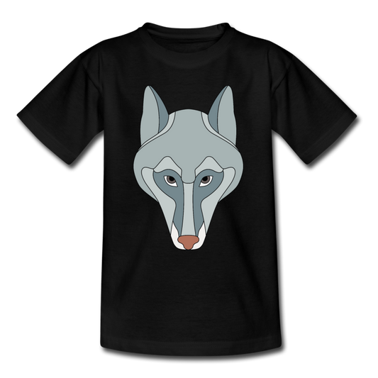Kinder T-Shirt "Wolfsgesicht" - Schwarz