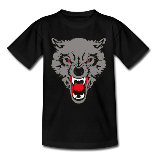 Kinder T-Shirt mit bösem Wolf - Schwarz