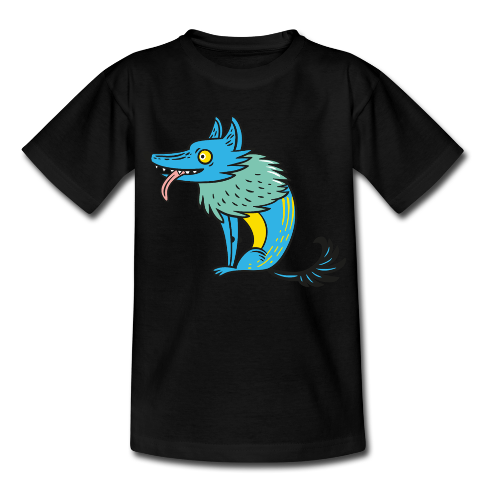 Kinder T-Shirt "Verrückter Wolf" - Schwarz