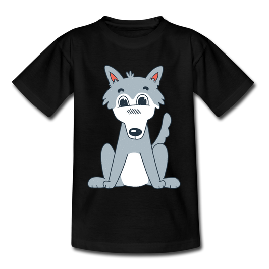 Kinder T-Shirt "Süßer Wolf" - Schwarz