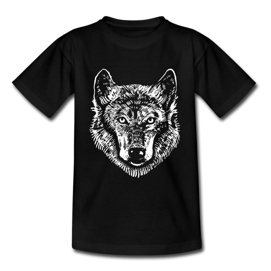 Kinder T-Shirt "Wolfskopf" - Schwarz