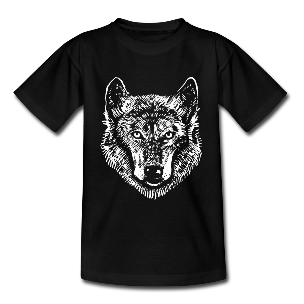 Kinder T-Shirt "Wolfskopf" - Schwarz