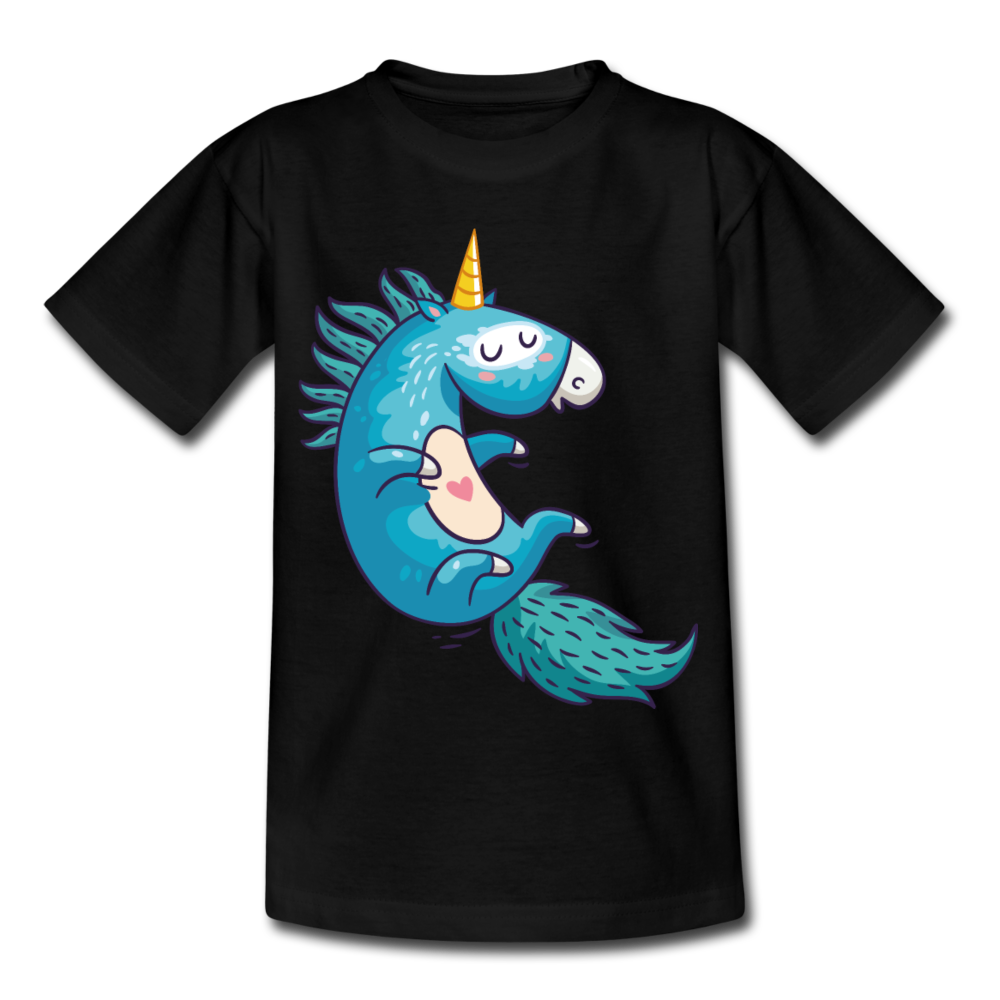 Kinder T-Shirt "Nettes Einhorn" - Schwarz