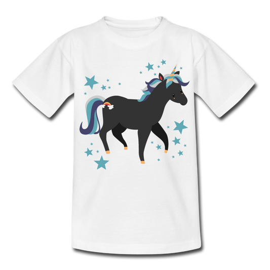 Kinder T-Shirt "Einhorn mit Sternen" - Weiß