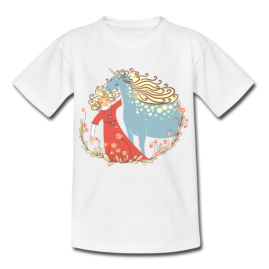Kinder T-Shirt "Prinzessin mit Einhorn" - Weiß