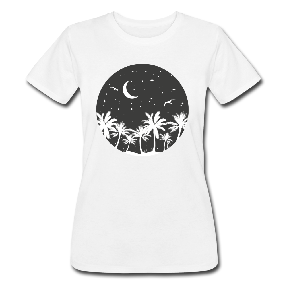 Frauen T-Shirt "Palmen bei Nacht" - Weiß