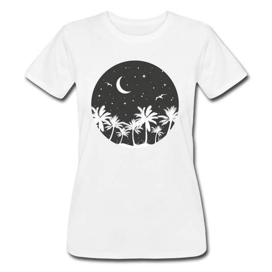 Frauen T-Shirt "Palmen bei Nacht" - Weiß