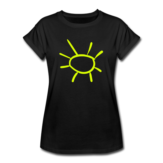 Frauen Oversize T-Shirt "Sonne" - Schwarz