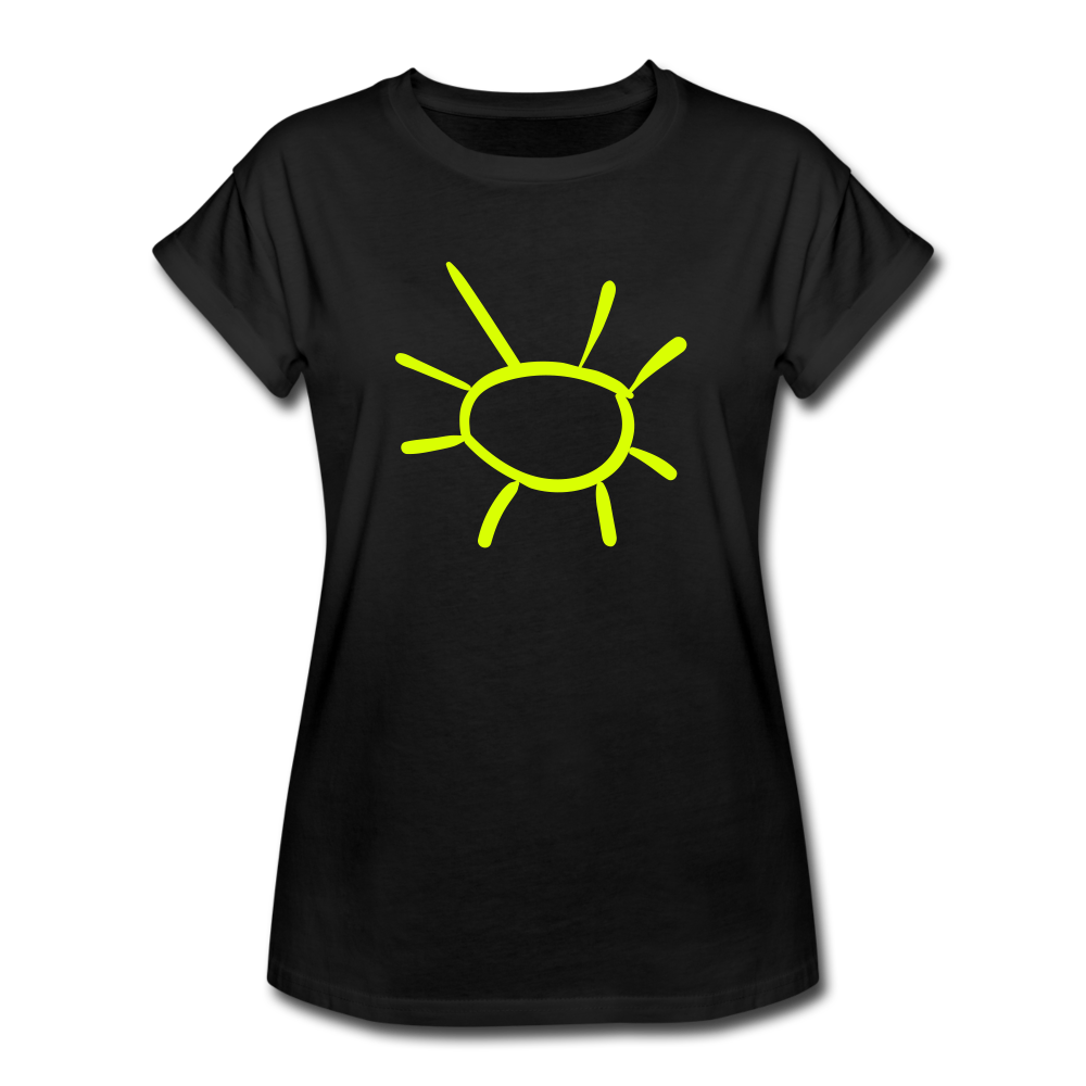 Frauen Oversize T-Shirt "Sonne" - Schwarz