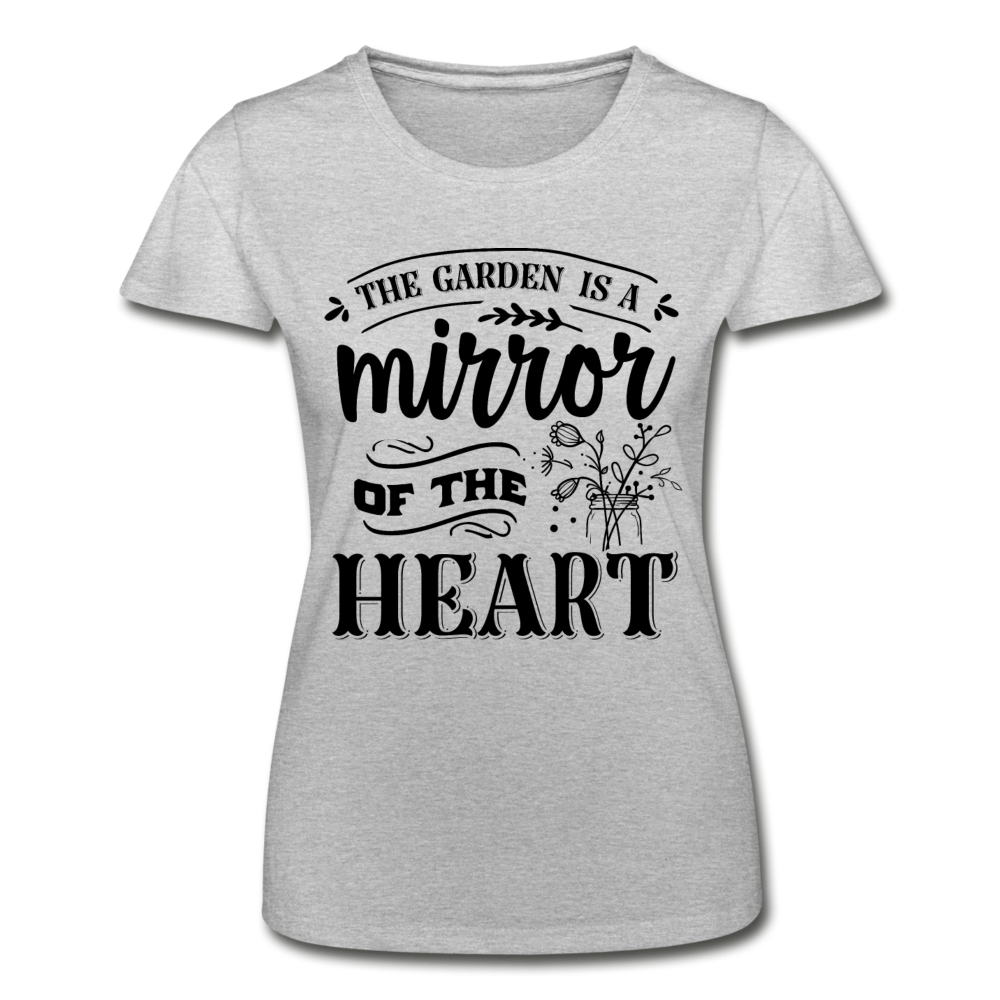 Frauen T-Shirt "The garden is a mirror of the heart" - Grau meliert