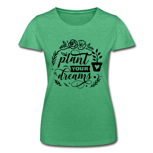 Frauen T-Shirt "Plant your dreams" - Grün meliert