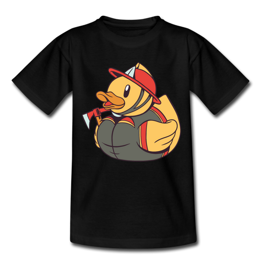 Kinder T-Shirt "Feuerwehr Ente" - Schwarz