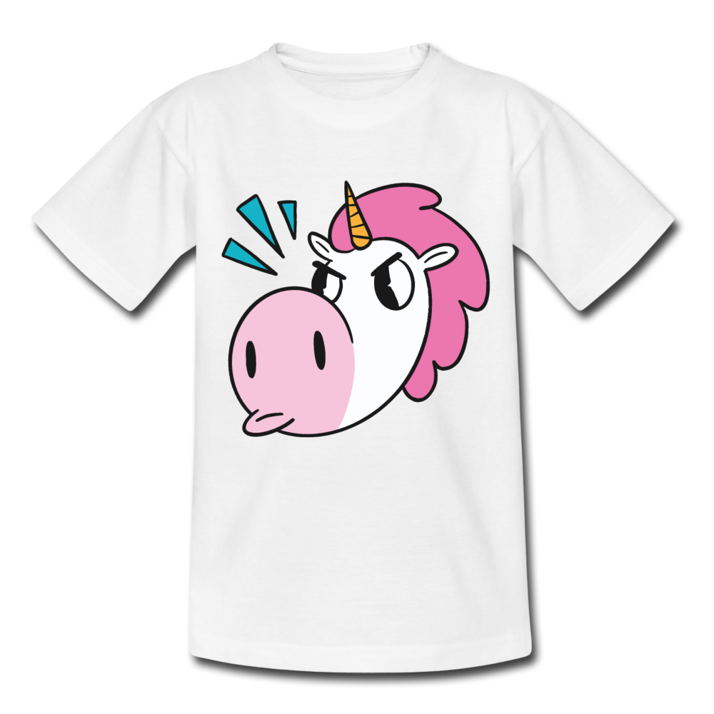 Kinder T-Shirt "Wütendes Einhorn" - Weiß