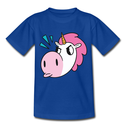 Kinder T-Shirt "Wütendes Einhorn" - Royalblau