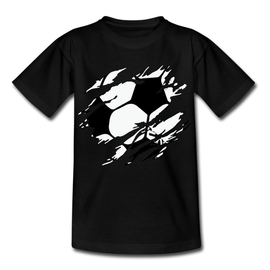 Kinder T-Shirt "Fußball in coolem Stil" - Schwarz