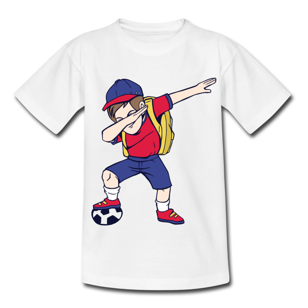 Kinder T-Shirt "Kind mit Fußball" - Weiß