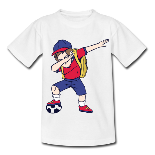 Kinder T-Shirt "Kind mit Fußball" - Weiß