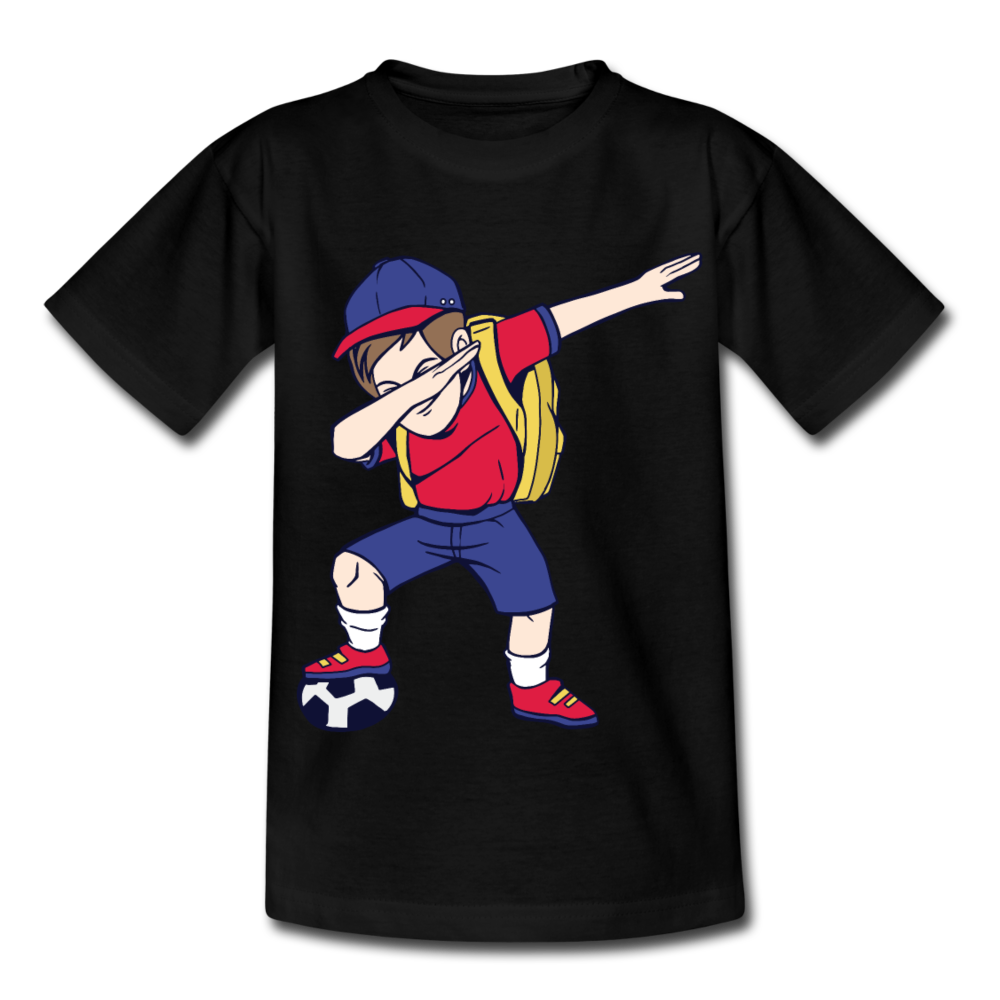 Kinder T-Shirt "Kind mit Fußball" - Schwarz